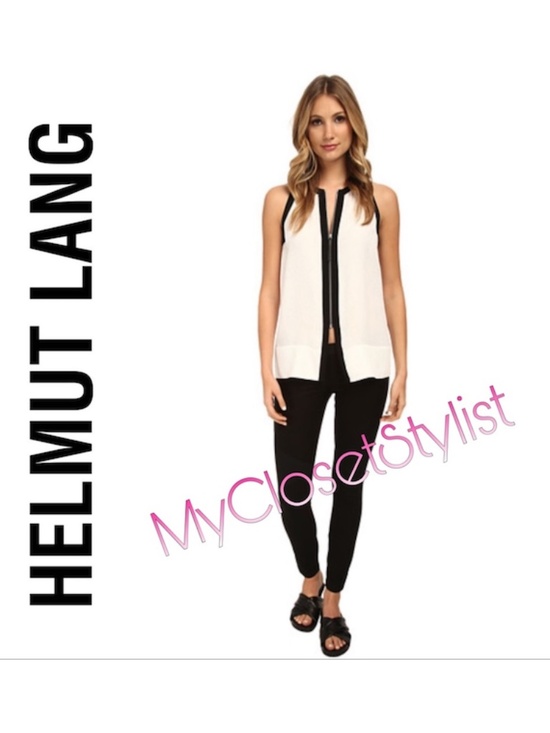 Helmut Lang Tops - Helmut Lang $320 MODERN Zipper White Black Top NWT